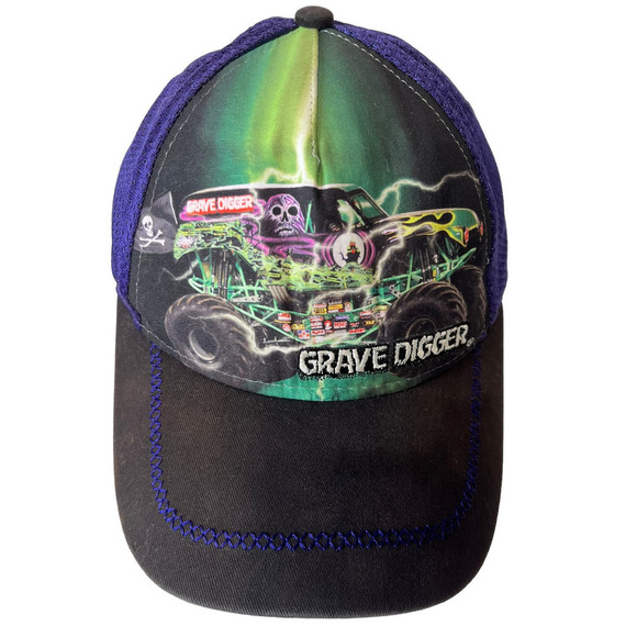 Grave Digger Monster Trucks Snapback Baseball Youth Cap Hat - Picture 1 of 6